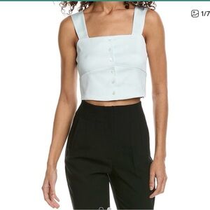 The Kooples Light Green Button-Up Crop Top